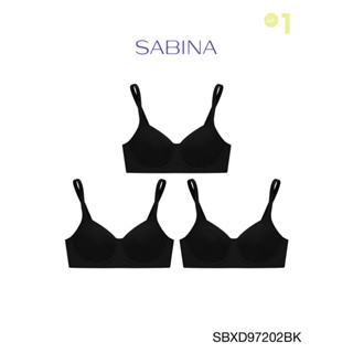 SABINA BRALESS เสื้อชั้นใน Invisible Wire (Set 3 ชิ้น) (ไม่มีโครง) Seamless Fit รุ่น Perfect Bra  รหัส SBXD97202BK สีดำ