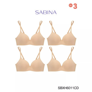 Sabina ซาบีน่า เสื้อชั้นใน Invisible Wire (Set 4 ชิ้น) (ไม่มีโครง) Seamless Fit รุ่น Soft Doomm  รหัส SBXH6011CD สีเนื้อเข้ม