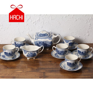 ็HACHI HACHI ชุดชา OBC Old Britain Castles Blue Made in England JOHNSON สำหรับ 6 ที่ ( ชุดชาOBCหลุยส์6ที่-ฟ้า ) จาน แก