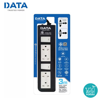 DATA รางปลั๊กไฟนิรภัย 4 ช่อง 2 สวิตซ์ รุ่น APDW4224 DATA Safety Power Strip 4 Sockets 2 Switches Model APDW4224