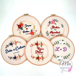 ชุดปักลายดอกไม้กับตัวอักษร 20cm. Flower and front DIY Embroidery Kit 20cm