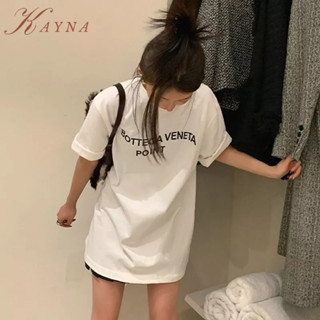 KAYNA ผู้หญิงเสื้อยืดต่อต้านริ้วรอยที่ไม่ใช่ลูกสีดำแขนสั้นเสื้อยืดผู้หญิงใหม่ในช่วงฤดูร้อนหลวมฮ่อ