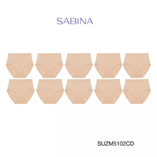 Sabina ซาบีน่า กางเกงชั้นใน (Set 10 ชิ้น) (ทรง High Waist) รุ่น Panty Zone รหัส SUZM5102CD  สีเนื้อเข้ม