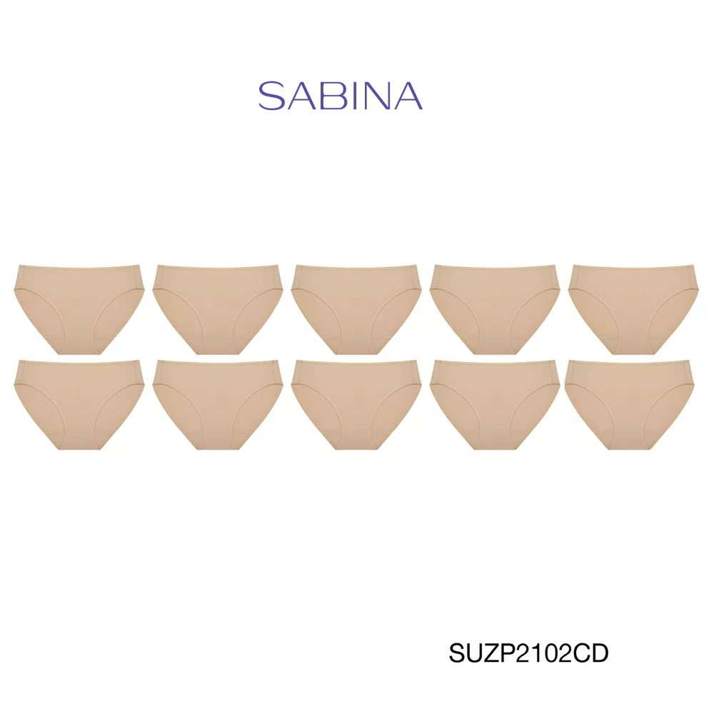 Sabina กางเกงชั้นใน (Set 10 ชิ้น) (Bikini Sexy) รุ่น Panty Zone รหัส SUZP2102CD สีเนื้อเข้ม