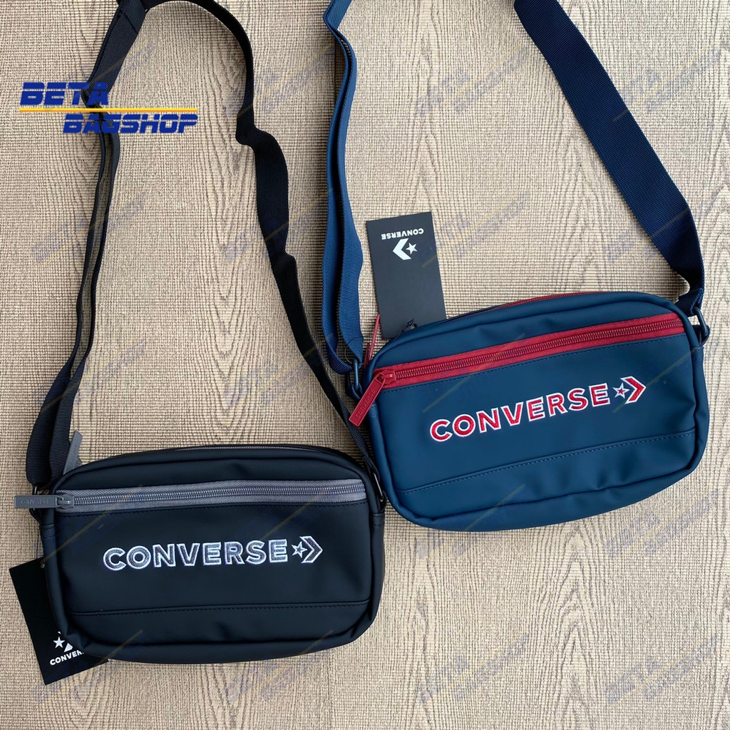 กันน้ำ 💦พร้อมส่งจ้าาาา กระเป๋าสะพายข้าง Converse แท้!!! แนวนอน รุ่น 1261711U1  (สีดำและสีกรมท่า)