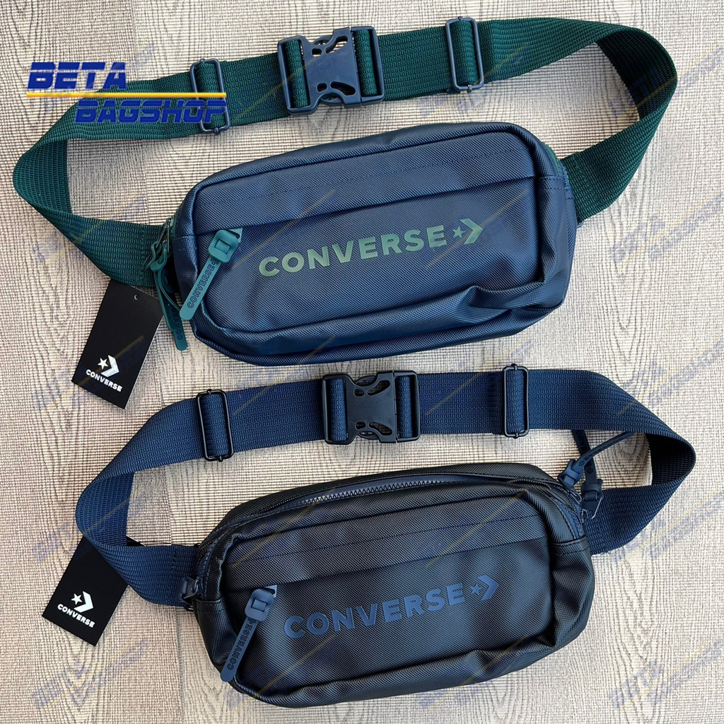 กันน้ำ 💦[ Converse แท้!!! ]กระเป๋าคาดอก กระเป๋าคาดเอว รุ่น 1261729F1  (สีกรมท่าตัดสีเขียว และ สีดำตัดสีกรมท่า)