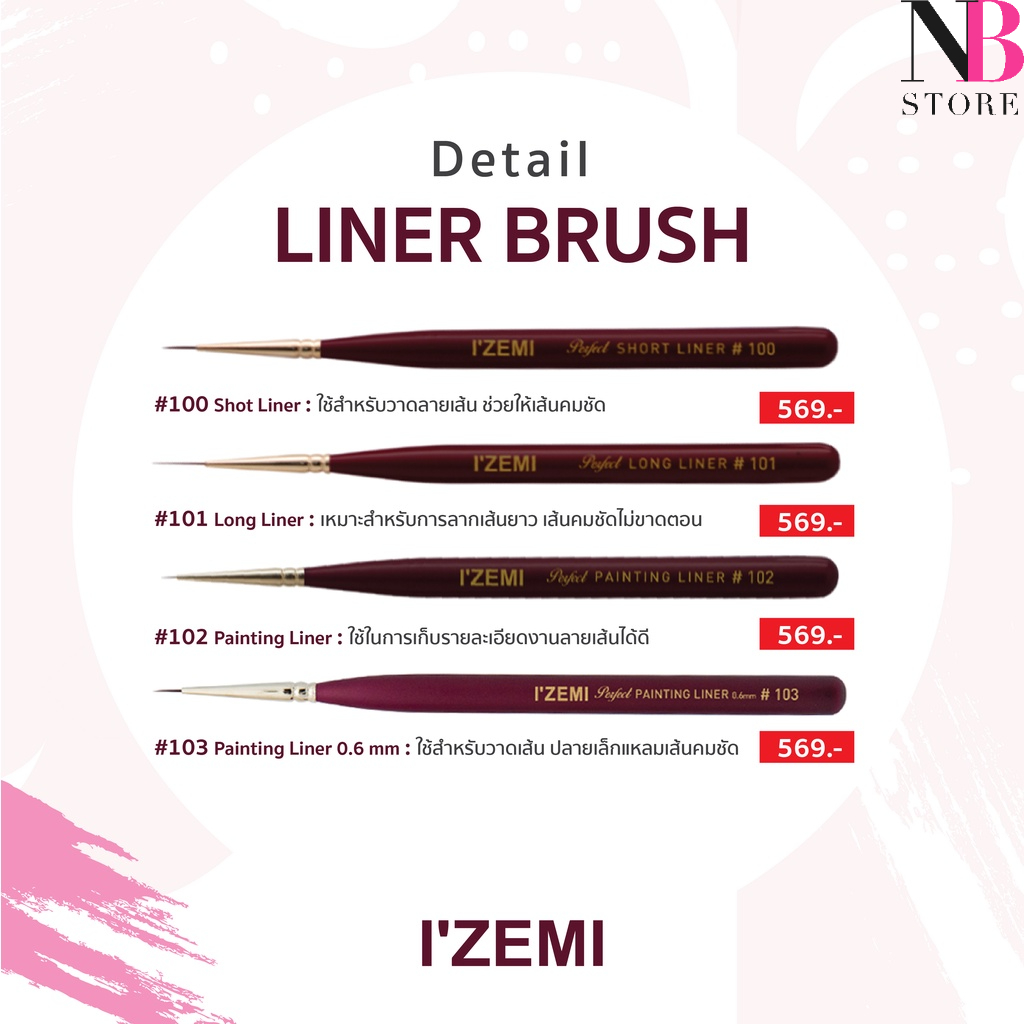 พู่กันเพ้นท์เล็บ IZEMI Brush Liner Brush แปรงทำเล็บ