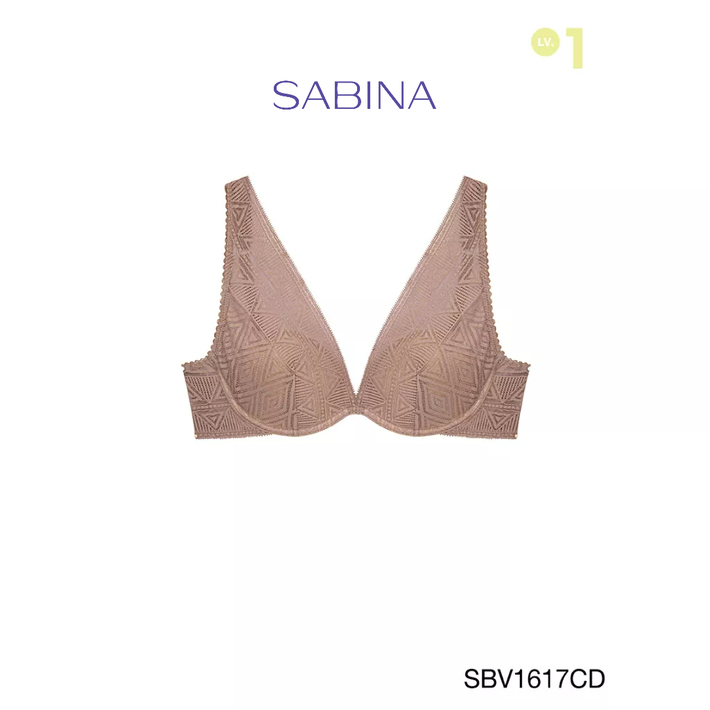 SABINA Mad Moiselle BASIC LACE A/W 23 เสื้อชั้นในมีโครง รหัส SBV1617CD  สีเนื้อเข้ม