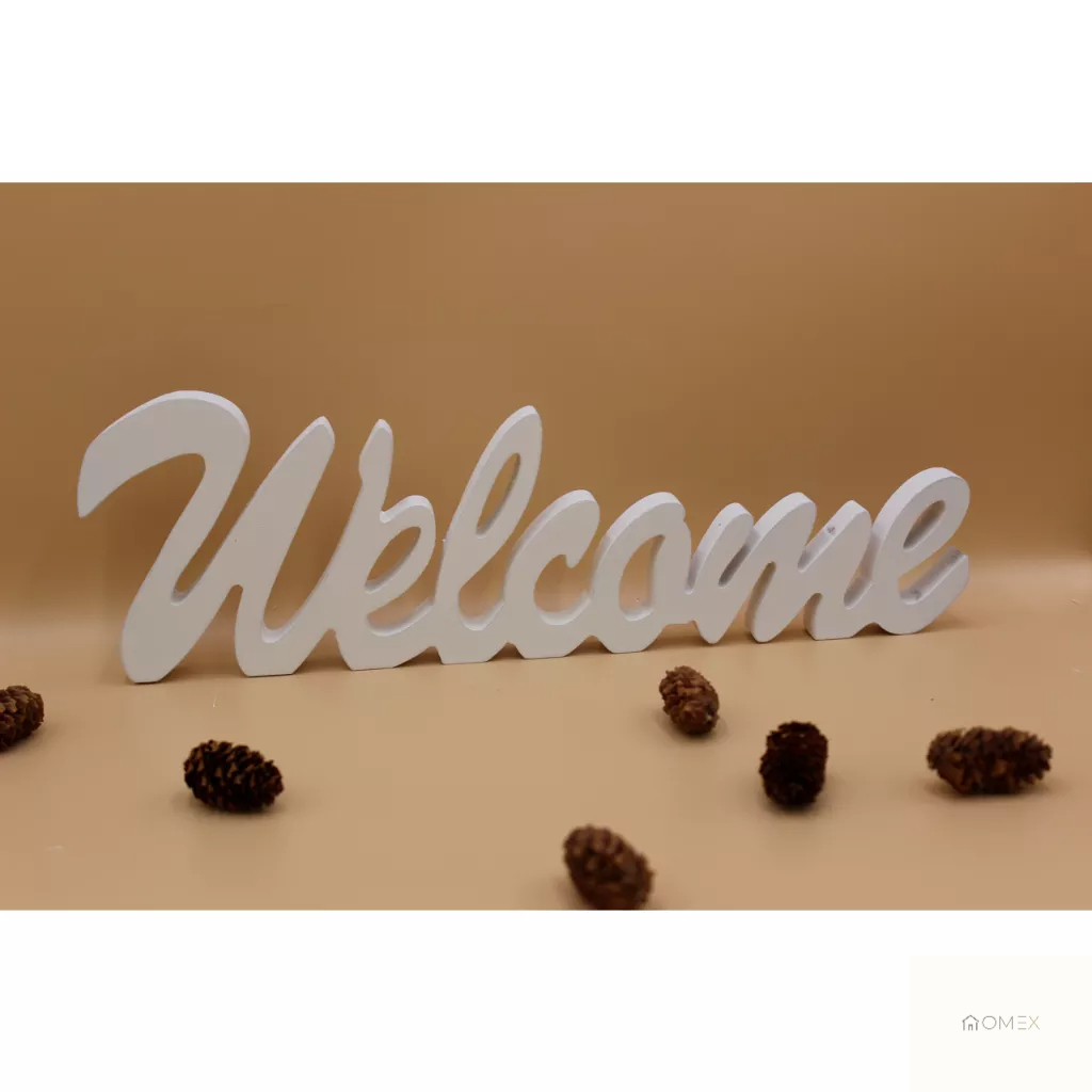 HOMEX ป้ายไม้ตัวอักษรตกแต่งบ้านเพื่อความสวยงาม ลาย Welcome (สีขาว) Home (สีขาว) และ Love (สีไม้)