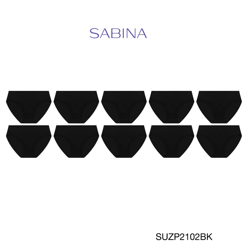 Sabina กางเกงชั้นใน (Set 10 ชิ้น)  (Bikini Sexy) รุ่น Panty Zone รหัส SUZP2102BK สีดำ