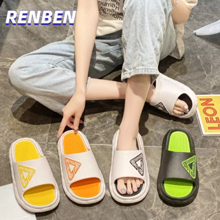 RENBEN รองเท้าแตะผู้หญิง แฟชั่นใหม่ คู่รักเกาหลี ใส่เที่ยวทะเล รองเท้าแตะพื้นนุ่ม