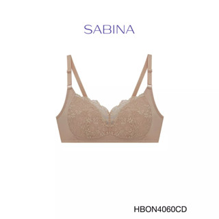 Sabina เสื้อชั้นใน Invisible Wire (ไม่มีโครง) ฟองน้ำไม่ดันทรง รุ่น Happy Adult รหัส HBON4060CD สีเนื้อเข้ม