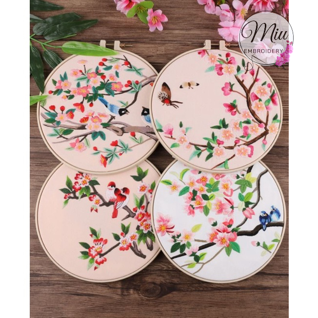 ชุดปักลายนก และดอกไม้ ขนาด 20 cm. Bird and Flowers DIY Embroidery Kit 20cm.