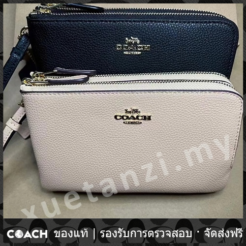 OUTLET💯 Coach แท้ C6649 ผู้หญิงซิปคู่มุมคล้องมือ กระเป๋าถือ กระเป๋าถือกระเป๋าสตางค์