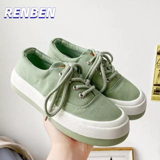 RENBEN รุ่นเกาหลีของต่ํา - ด้านบนหนา - soled รองเท้าผ้าใบหญิงใหม่ ins รองเท้านักเรียนคณะกรรมการ