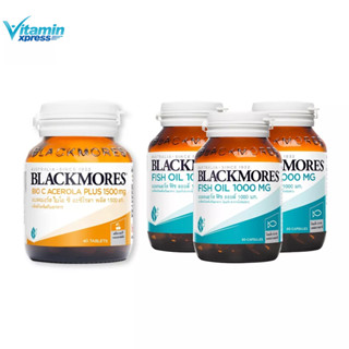 Set - Blackmores Bio C Acerola Plus and Fish oil 1000 mg. 80 cap x 3/Pack วิตามินซี น้ำมันปลา แบลคมอร์ส