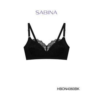 Sabina เสื้อชั้นใน Invisible Wire (ไม่มีโครง) ฟองน้ำไม่ดันทรง รุ่น Happy Adult รหัส HBON4060BK สีดำ