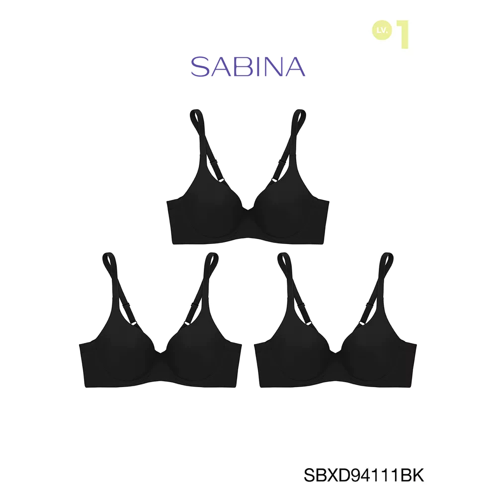 Sabina เสื้อชั้นใน (Set 3 ชิ้น) มีโครง รุ่น Perfect Bra รหัส SBXD94111BK สีดำ