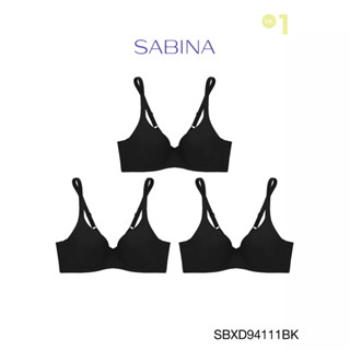 Sabina เสื้อชั้นใน (Set 3 ชิ้น)  มีโครง รุ่น Perfect Bra รหัส SBXD94111BK สีดำ