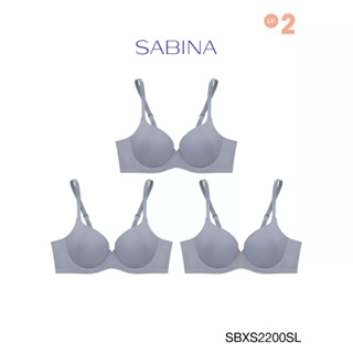 Sabina ซาบีน่า เสื้อชั้นใน (Set 3 ชิ้น) (มีโครง) Seamless Fit รุ่น S-Sixnatuer บัวตูม รหัส SBXS2200SL สีเทาอ่อน