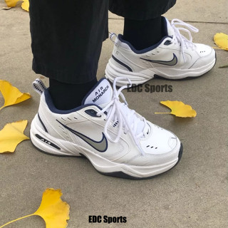 100%แท้จริง Nike Air Monarch 4 White Navy Blue white Sneaker