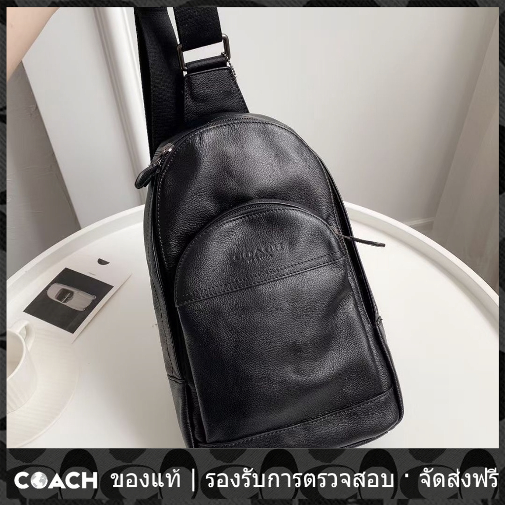 OUTLET💯 Coach แท้ F49312 ผู้ชาย กระเป๋าคาดเอว หนัง PVC กระเป๋าสะพายไหล่