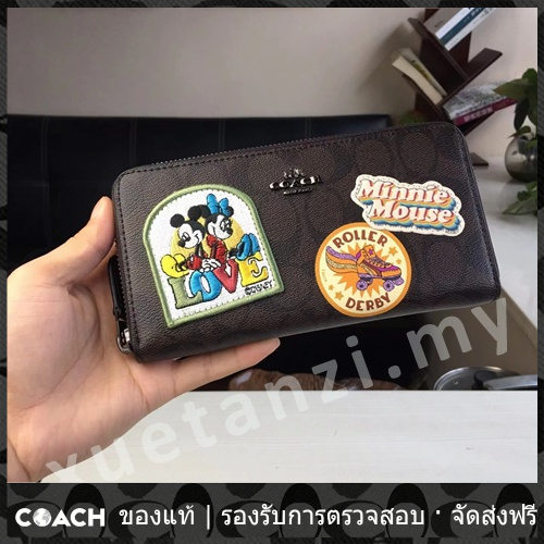 OUTLET💯 Cocah 31350 Coach แท้ X Disney กระเป๋าสตางค์หนังผู้หญิง กระเป๋าซิป
