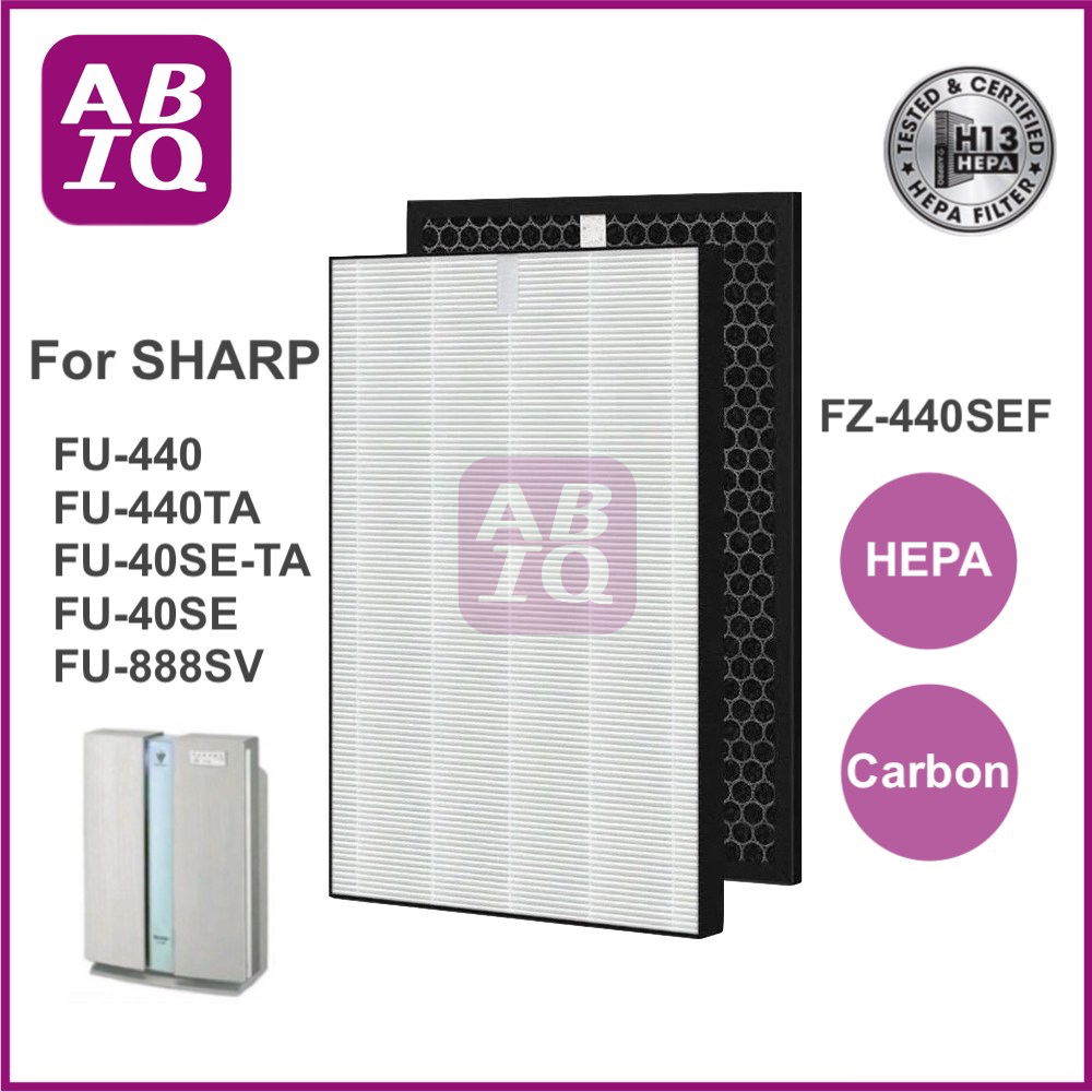 ABIQ แผ่นกรองอากาศ HEPA H13 รุ่น FZ-40SEF สำหรับ SHARP รุ่น FU-40SE, FU-40SE-TA, FU-440, FU-440-TA, 