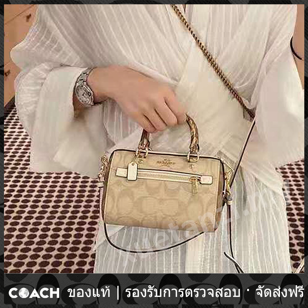 OUTLET💯 Coach แท้ กระเป๋าถือผู้หญิง 2300  Micro Rowan กระเป๋าหมอนบอสตันหูหิ้วด้านบน