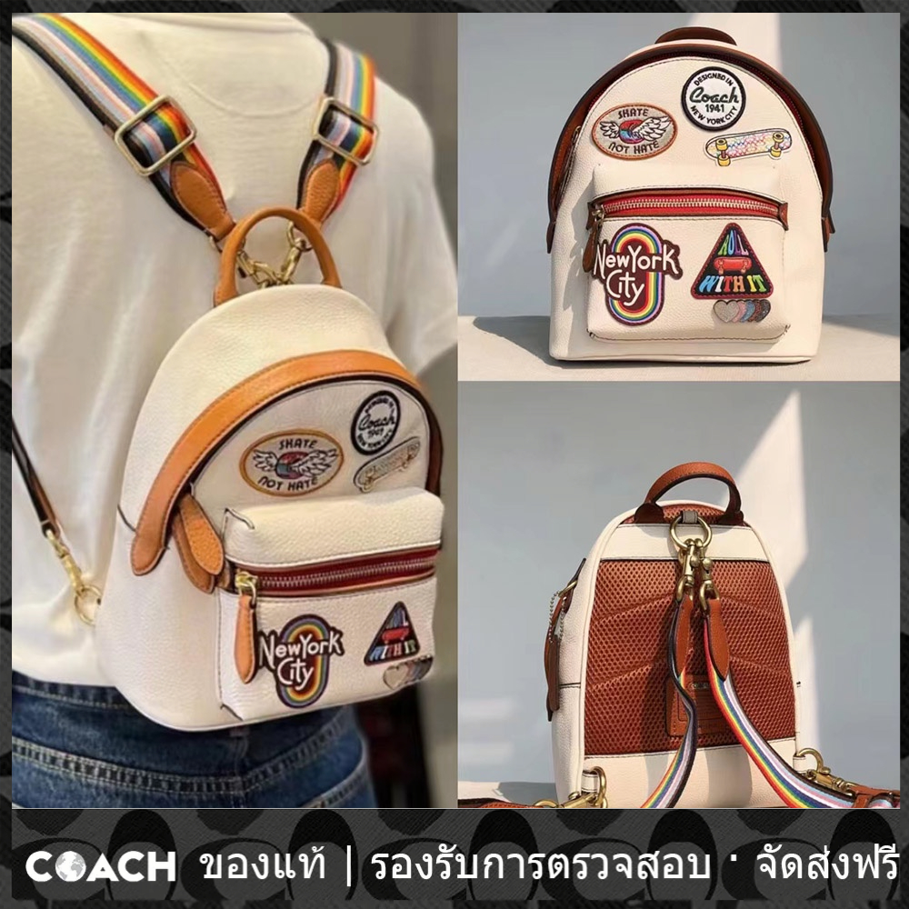 OUTLET💯 Coach แท้ CA137 กระเป๋าผู้หญิง กระเป๋าเป้นักเรียน ความจุสูง แท้