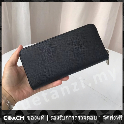 OUTLET💯 Coach แท้ 74769 กระเป๋าสตางค์ผู้ชาย CLASSIC กระเป๋าสตางค์ซิปสีดำ