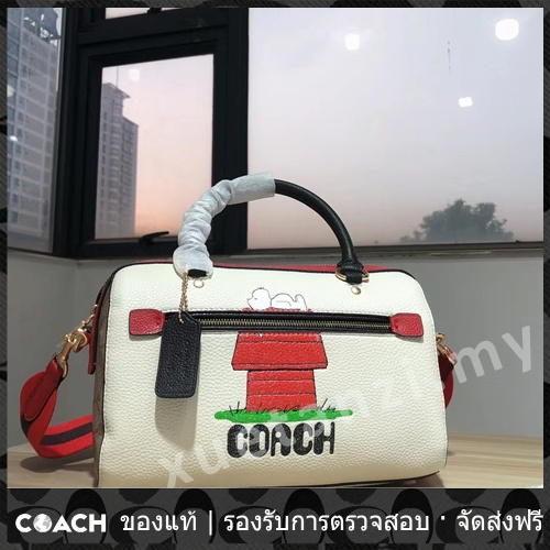 OUTLET💯 Coach แท้ C6164 กระเป๋าถือสตรีลายการ์ตูน Snoopy กระเป๋าหมอนบอสตันเทรนด์คลาสสิกกระเป๋าถือใหม่