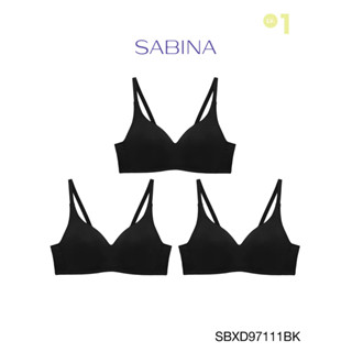 Sabina เสื้อชั้นใน  (Set 3 ชิ้น)  Invisible Wire (ไม่มีโครง) รุ่น Perfect Bra รหัส SBXD97111BK สีดำ