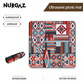 NURGAZ เสื่อกันความชื้นสำหรับตั้งแคมป์แบบพกพา, เบาะรองทำอาหารกลางแจ้งกันน้ำ, เสื่อปูพื้น, เสื่อปิกนิกอัลตราโซนิก, หนาขึ้น / ซักเครื่องได้