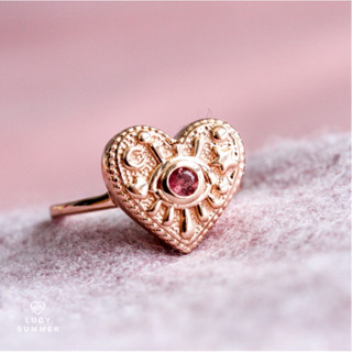 LUCY SUMMER LUNA RING Pinkgold แหวนเงินแท้ พลอยแท้รูปหัวใจ