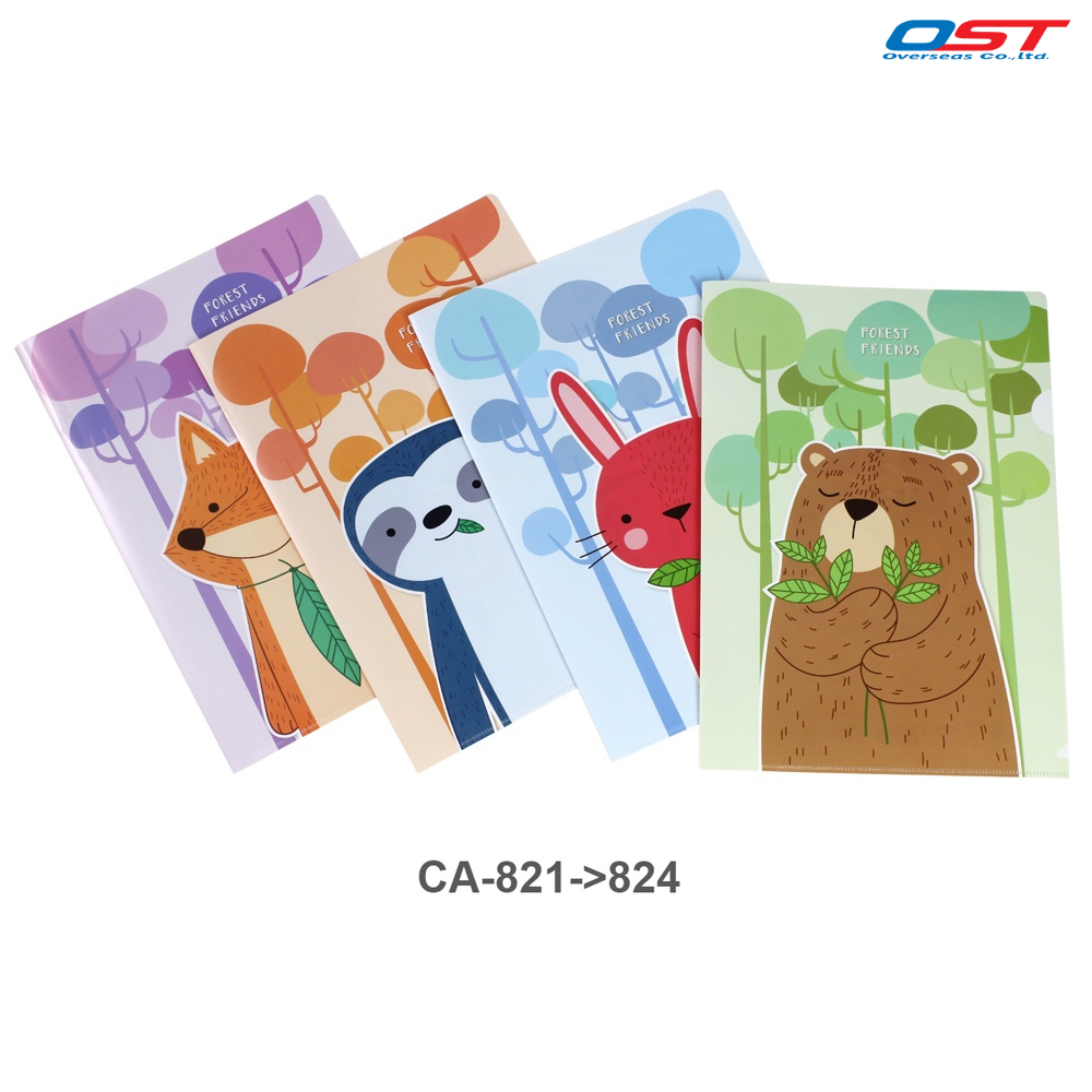 แฟ้มซอง ขนาด A4 รุ่น Animal Forest Friend แฟ้มพลาสติกพิมพ์ลายสัตว์น่ารัก มีให้เลือก 4 แบบ