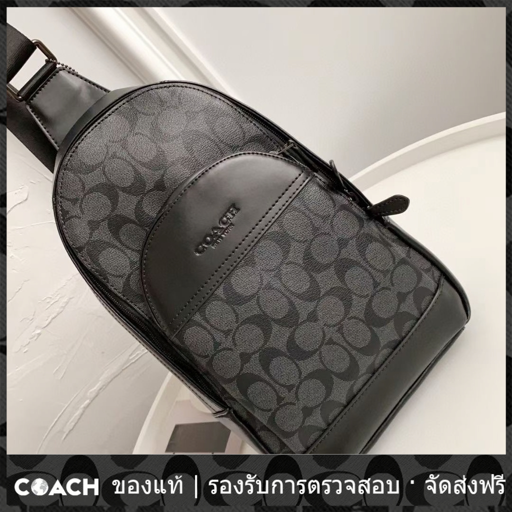 OUTLET💯 Coach แท้ F39942 ผู้ชาย กระเป๋าคาดเอว หนัง PVC