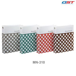 สมุดมินิโน้ต 2 ห่วง ชุด Polka Dot ขนาด 10.5x13.3x2.1 ซม. ปกพลาสติก