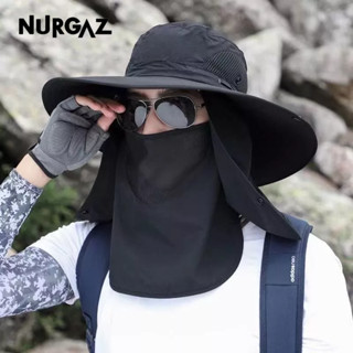 NURGAZ หมวกตกปลา, ปิดหน้า, unisex, เงียบขรึม, ตกปลา, เดินป่า, ตั้งแคมป์, กันลม, ม่านบังแดด, หมวกกันแดด, ป้องกัน 360 องศา