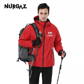 NURGAZ ผ้าขนสัตว์กลางแจ้ง Windproof หนาหลวมแจ็คเก็ตเดินป่าแจ็คเก็ต Windproof