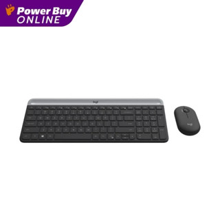 LOGITECH คีย์บอร์ด + เมาส์ไร้สาย (สี Graphite) รุ่น Slim Combo MK470