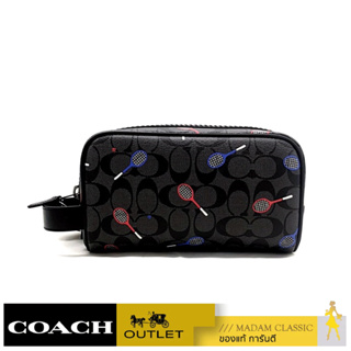 กระเป๋าคล้องมือ COACH C9585 SMALL TRAVEL KIT IN SIGNATURE CANVAS WITH RACQUET PRINT (QBA5F) [C9585QBA5F]