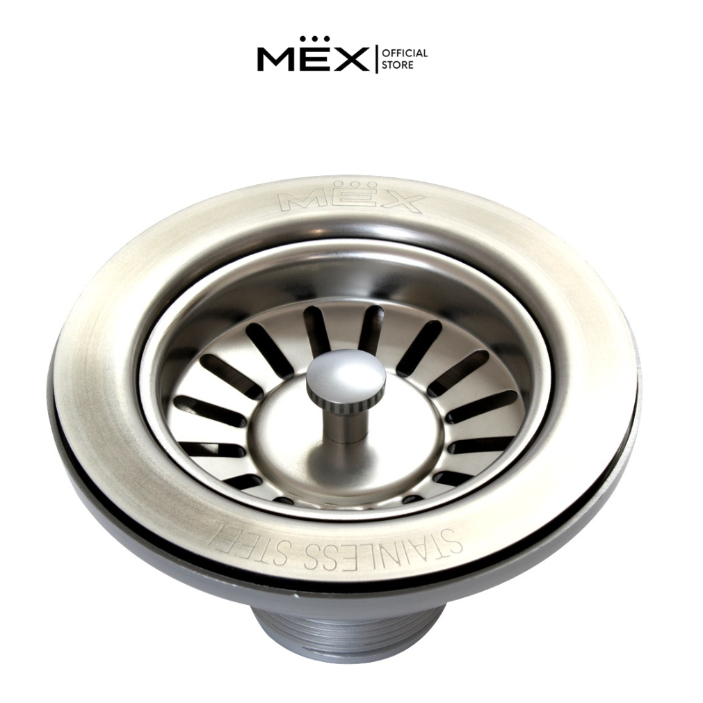 MEX รุ่น B173 สะดืออ่างล้างจาน ขนาด 3.5 นิ้ว (สะดือมาตรฐาน) (ไม่มีท่อน้ำล้น), BKT35S (ตระกร้ากรองเศษอาหาร)