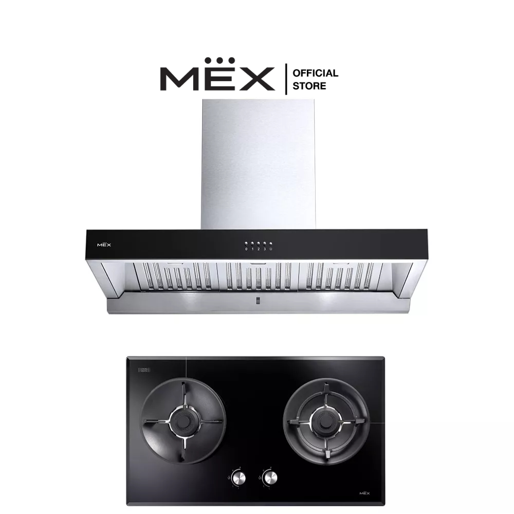 MEX Set รุ่น V7812MHR + K632BFX90 เตาแก๊สและเครื่องดูดควันกระโจม