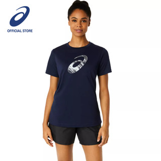 ASICS :  ASICS SPIRAL GRAPHIC SS TEE WOMEN TRAINING เสื้อ ผู้หญิง เสื้อ เสื้อคอกลม ของแท้  MIDNIGHT