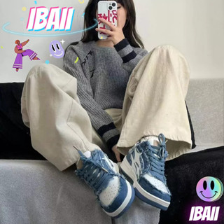 IBAII.  Bread shoes ช่องระบายอากาศ รองเท้าลำลอง พื้นหนา สีขาว