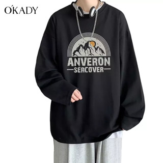 OKADY เสื้อสเวตเตอร์คอกลมสไตล์ลำลองสำหรับผู้ชาย