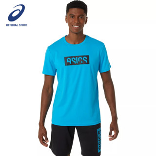 ASICS :  ASICS HEX GRAPHIC DRY SS TEE MEN TRAINING เสื้อ ผู้ชาย เสื้อ เสื้อคอกลม ของแท้  ISLAND BLUE/PERFORMANCE BLACK