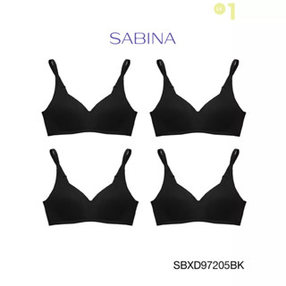 Sabina เสื้อชั้นใน Invisible Wire (Set 4 ชิ้น) (ไม่มีโครง) รุ่น Perfect Bra รหัส SBXD97205BK สีดำ