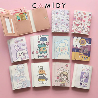 Camidy พกพาการ์ตูนหมีสามพับสั้น นักเรียนมัธยมปลาย กระเป๋าใส่เหรียญ กระเป๋าสตางค์ผู้หญิงน่ารัก กระเป๋าใบเล็ก